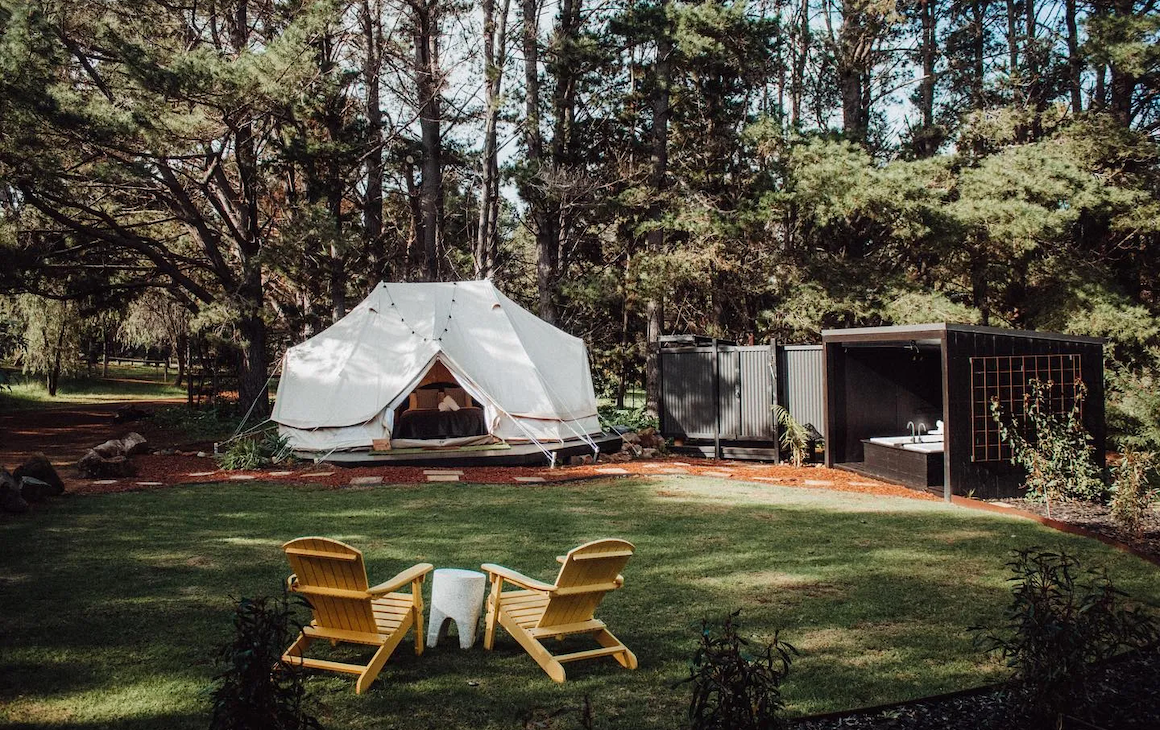 A glamping tent